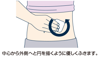 注射部位をアルコール綿で消毒し、自然に乾燥させます。