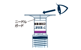 利き手と反対の手で注射部位の皮膚を優しくつまみ、皮膚の「テント」を作ります。