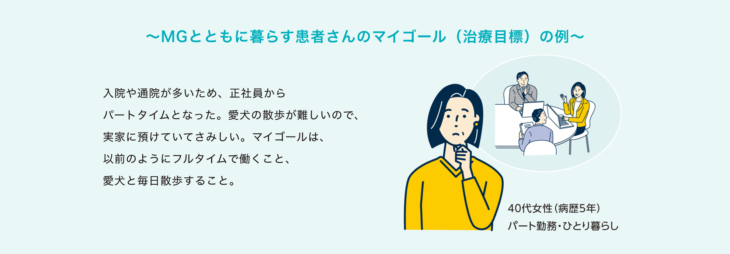 〜MGとともに暮らす患者さんのマイゴール（治療目標）の例〜